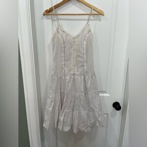 Elegant Cream Lace Trim Dress